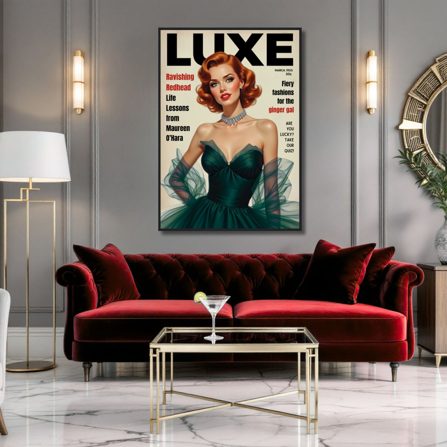 Maureen O'Hara Vintage Fashion Art Poster Print