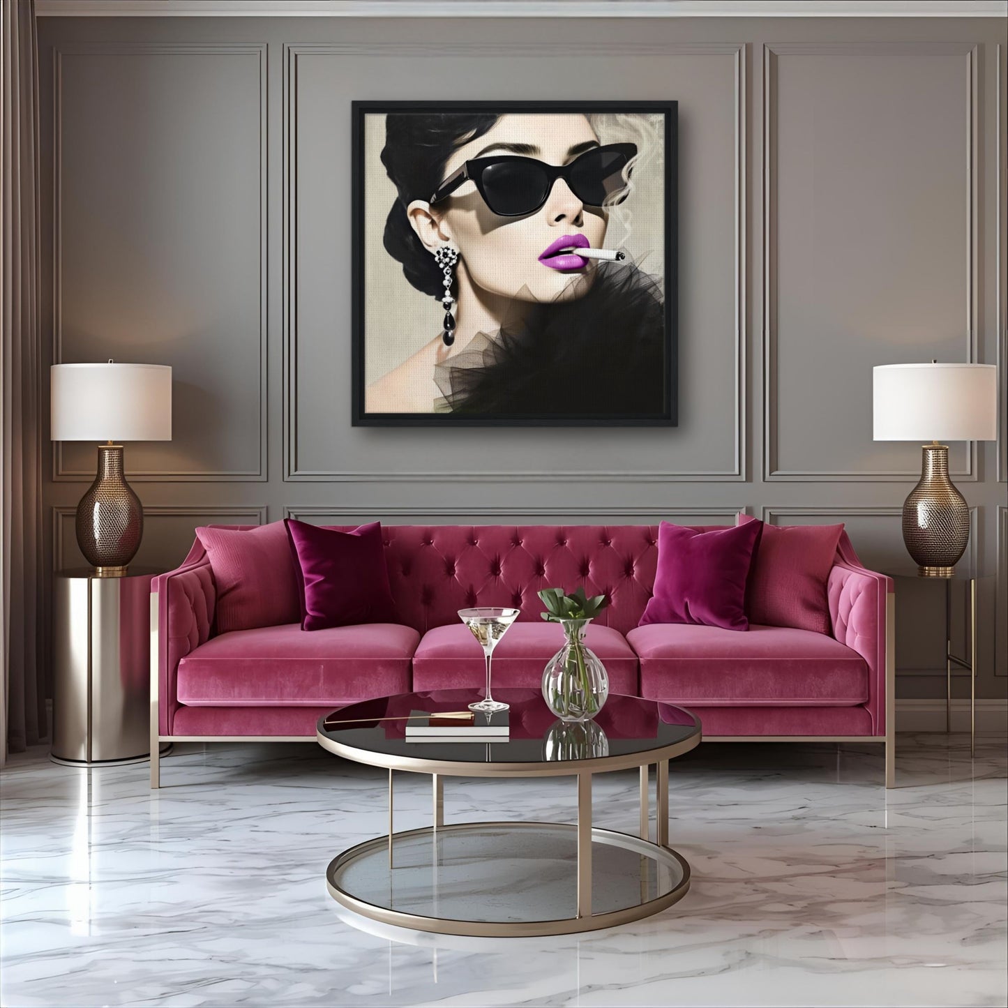 Smoking Girl Retro Fashion Model Art Print