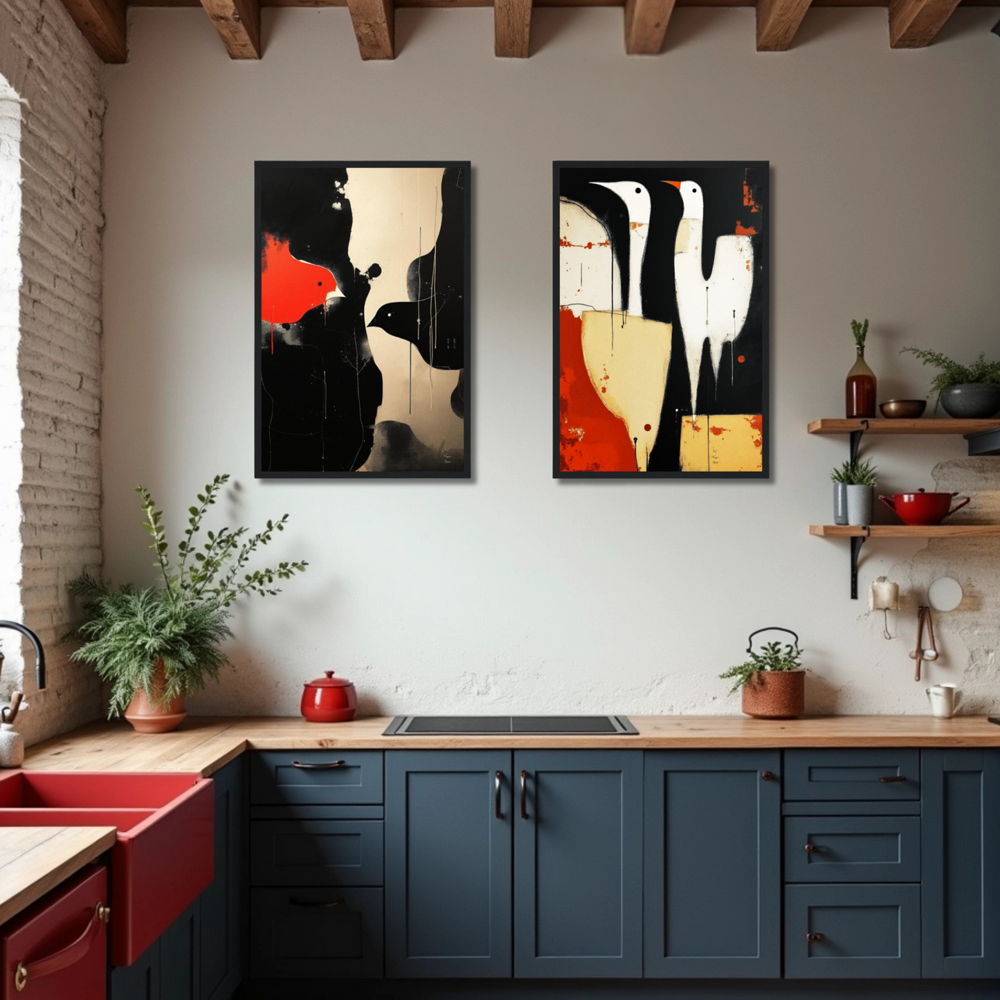 Abstract Neutral Goose Bird Art Print