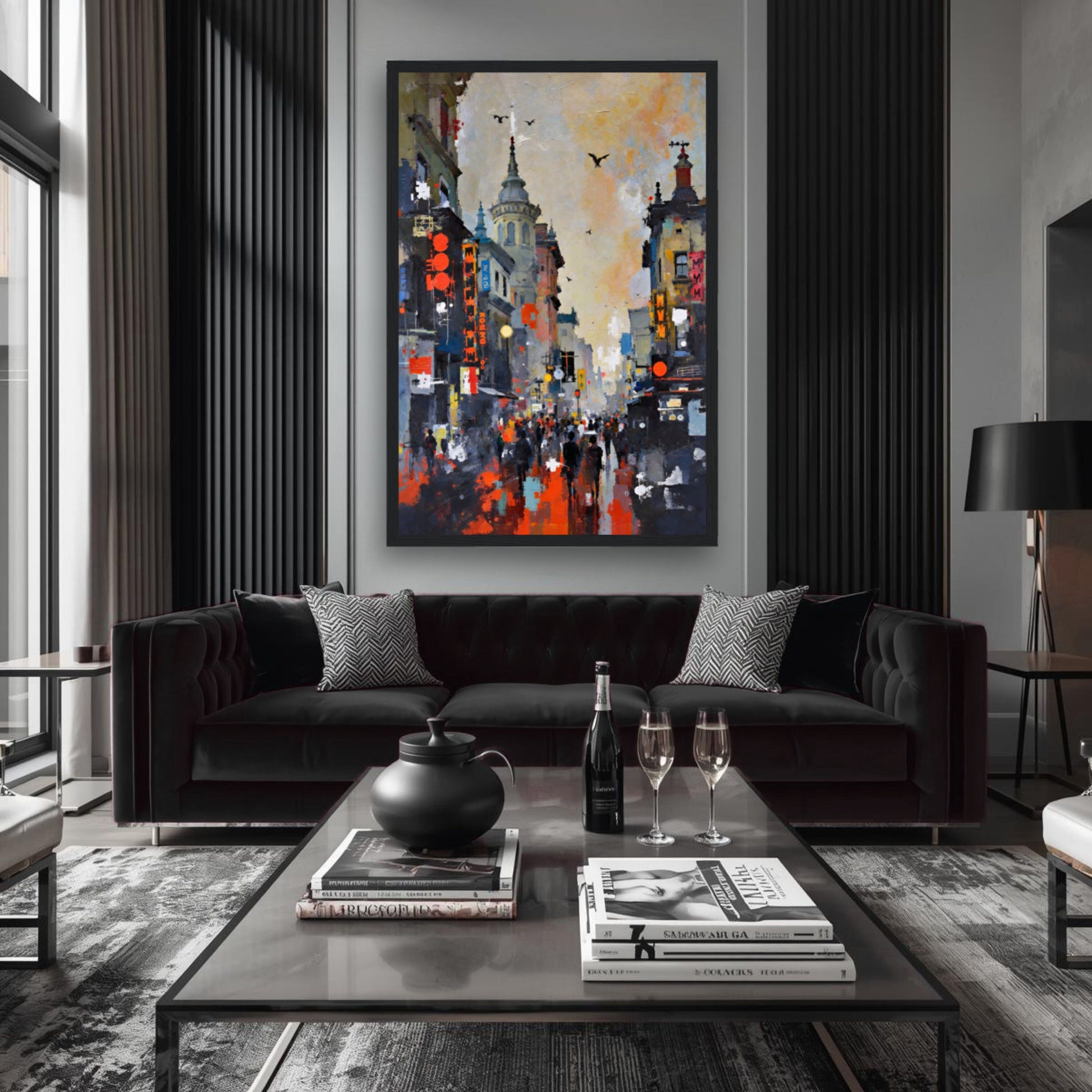 Gothic City Street Art Print - European Cityscape