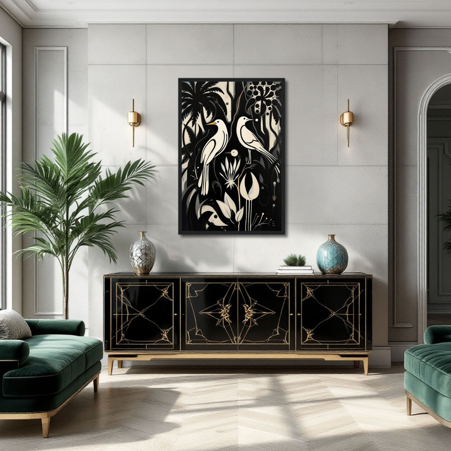 Black & White Minimalist Bird Art Print