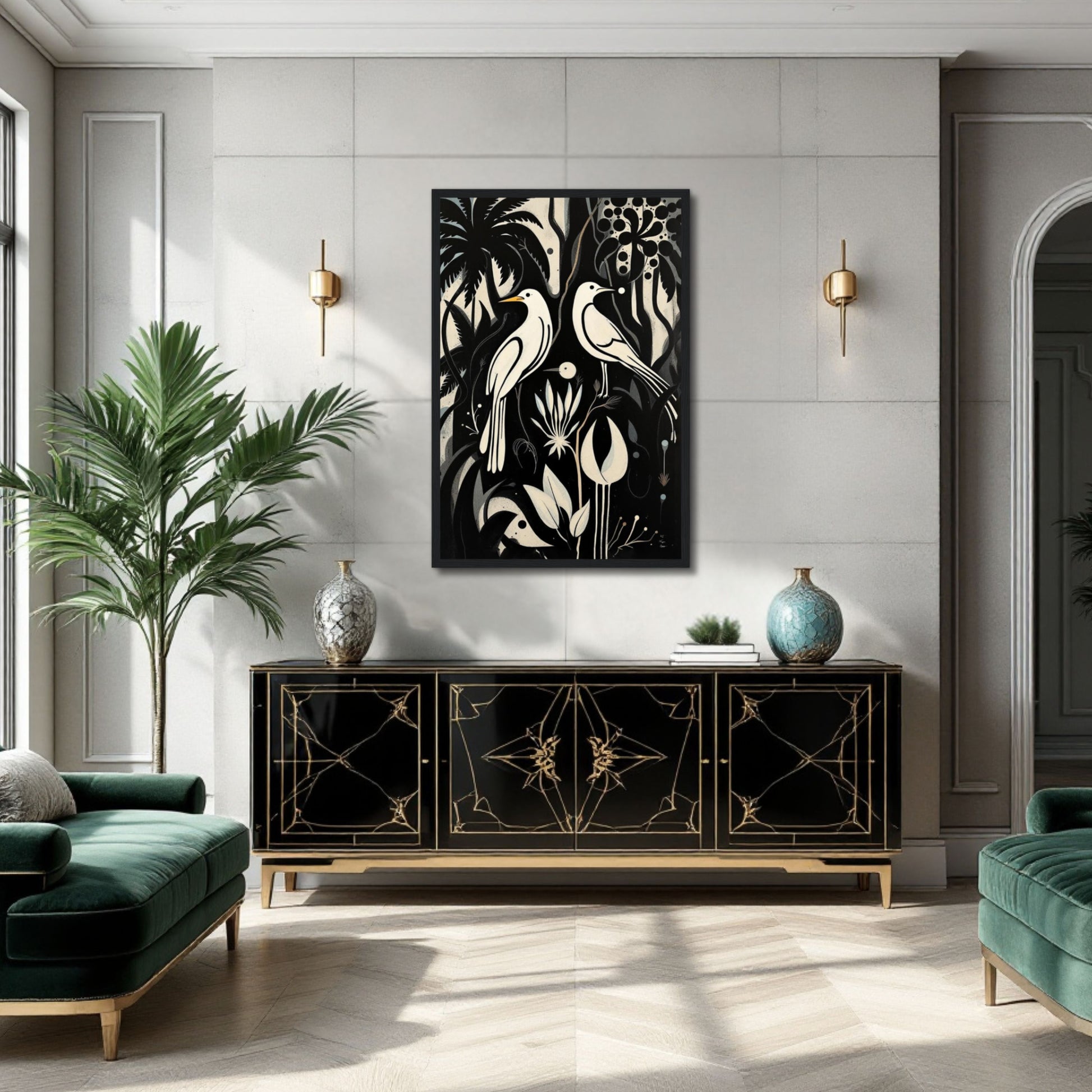 Black & White Minimalist Bird Art Print