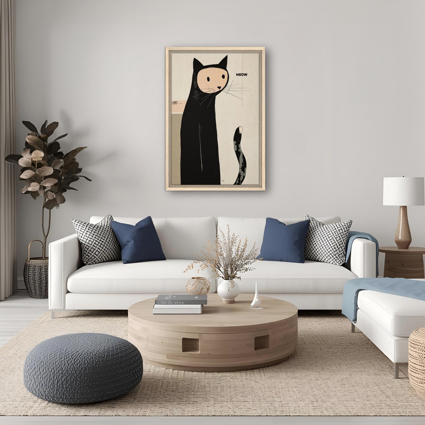 Quirky Modern Cat Art Poster Print