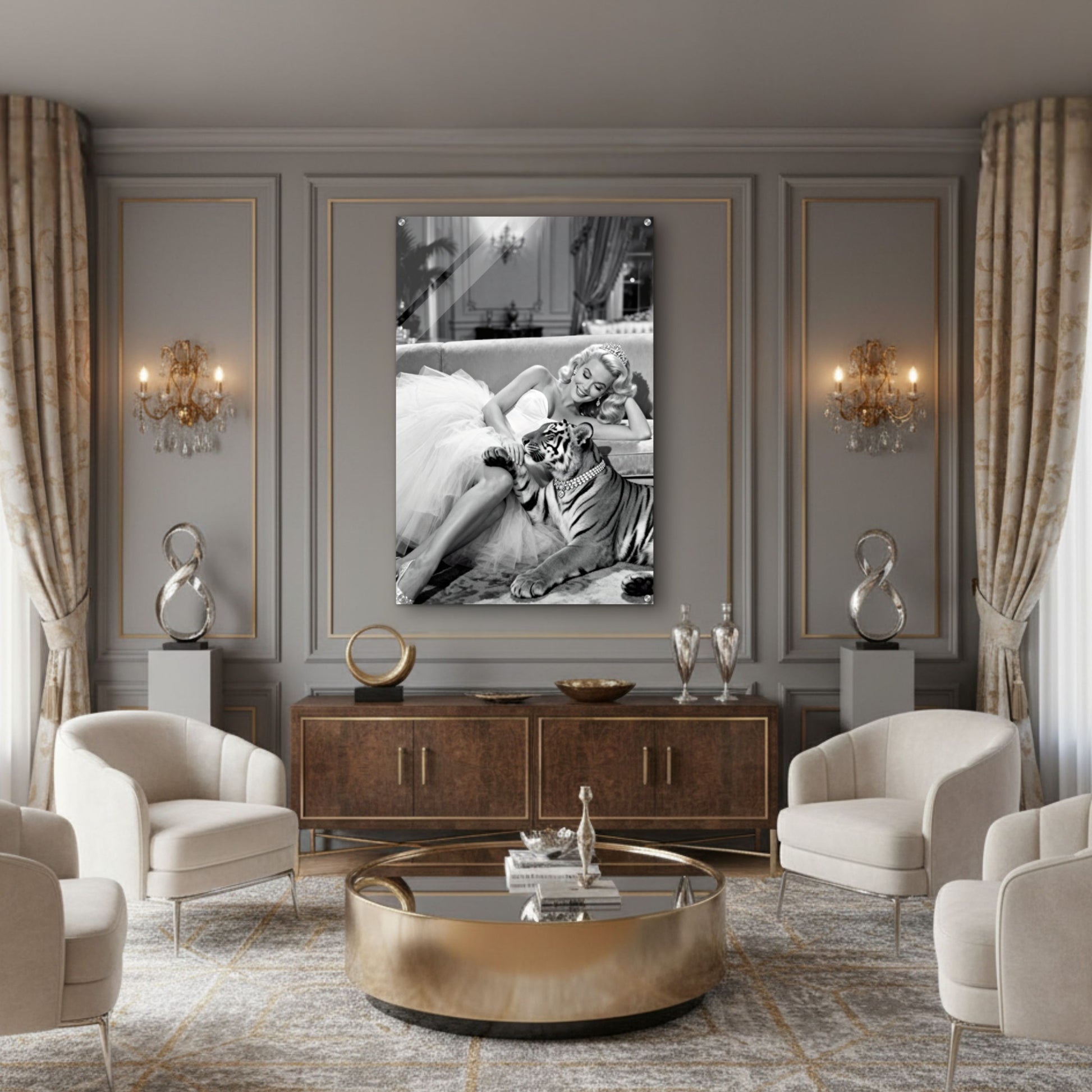 Vintage Hollywood Starlet Tiger Art Print