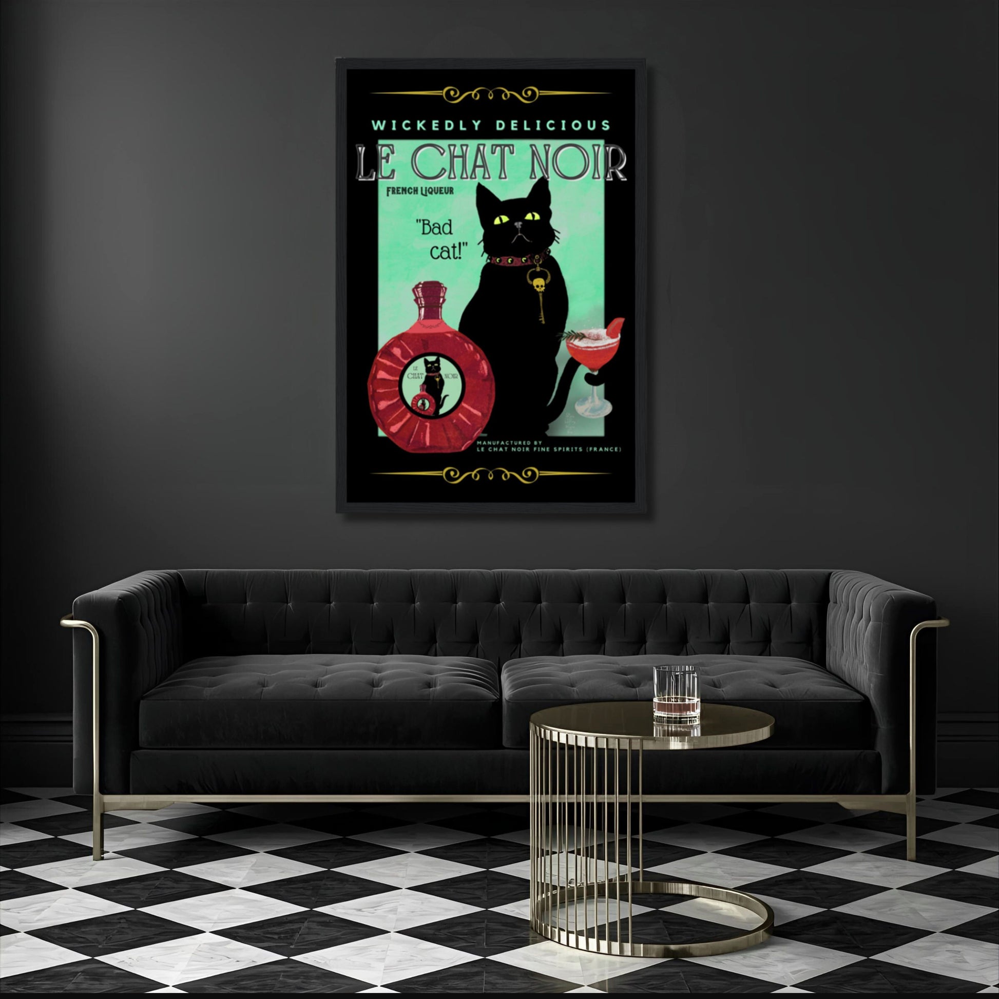 Black Cat Cocktail French Art Deco Print