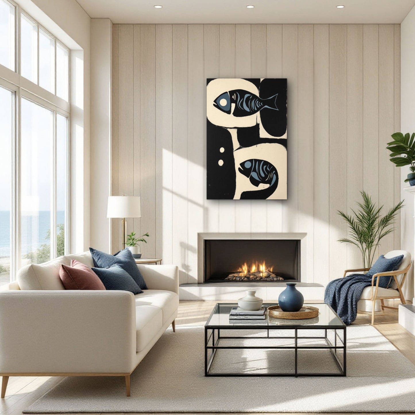 Abstract Mid-Century Modern Fish Art Print