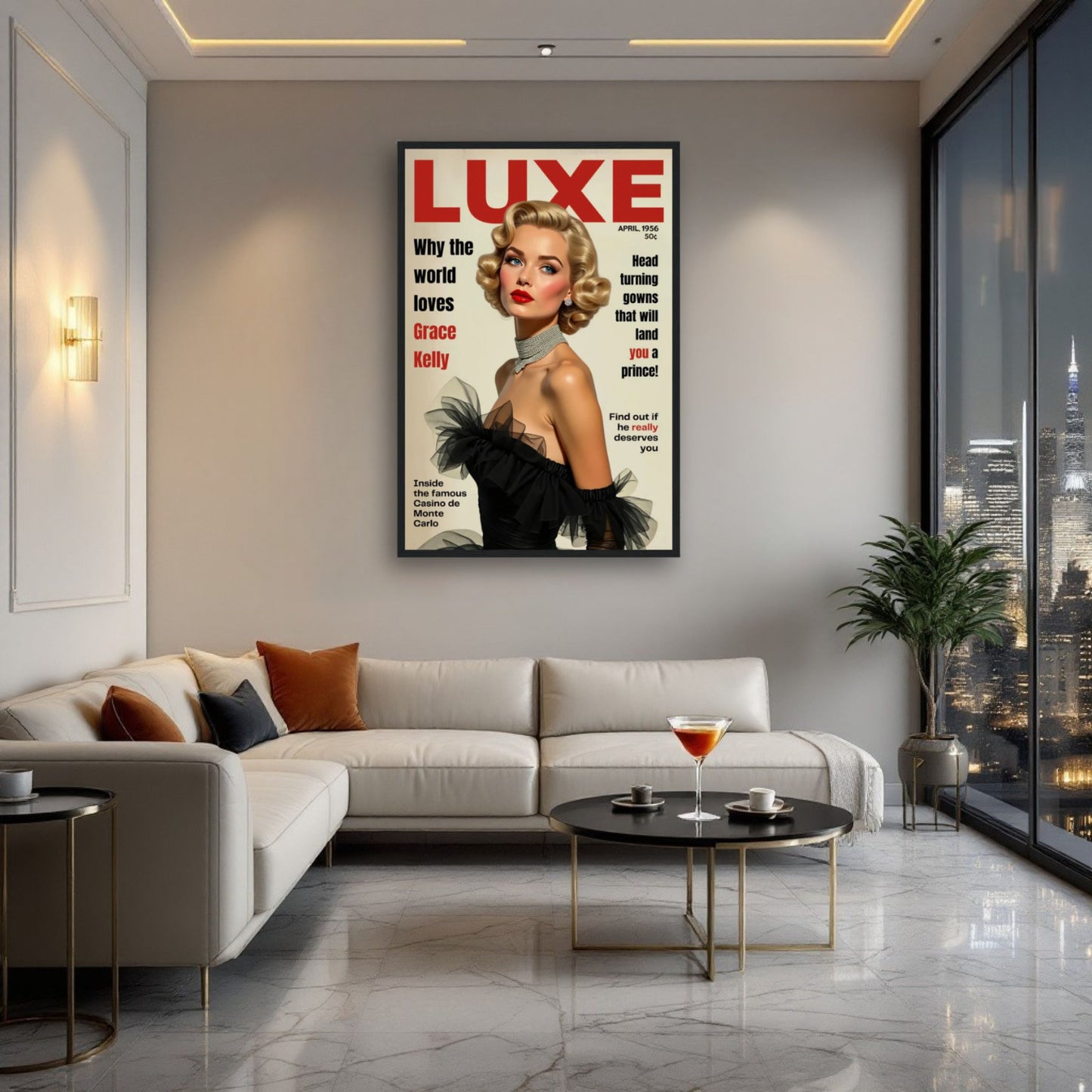Grace Kelly Hollywood Glam Magazine Art Print