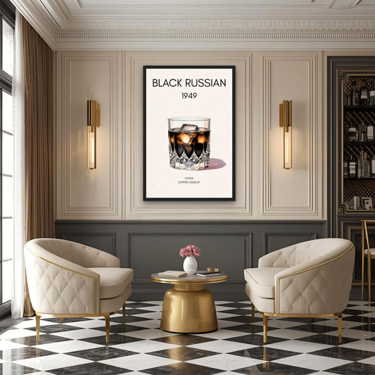 Black Russian Cocktail Bar Art Print