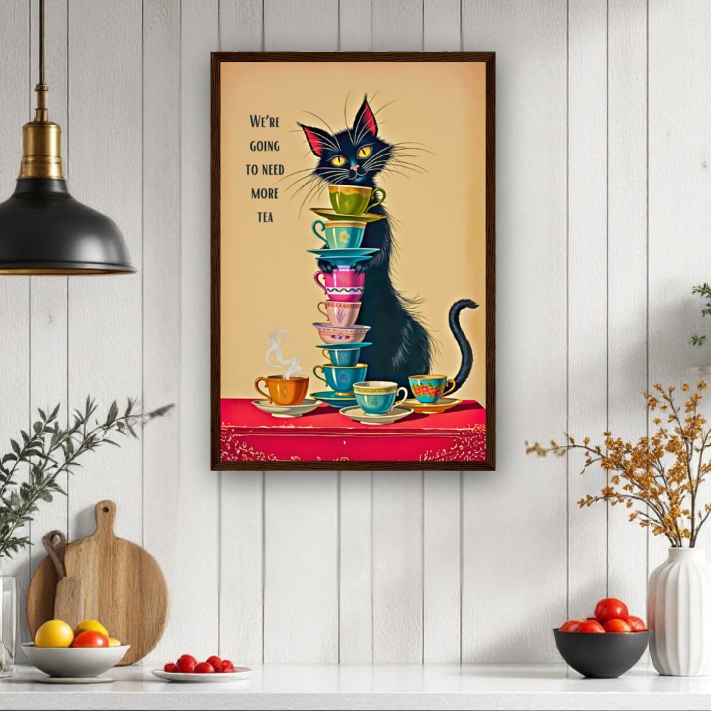 Quirky Cat Funny Tea  Art Print