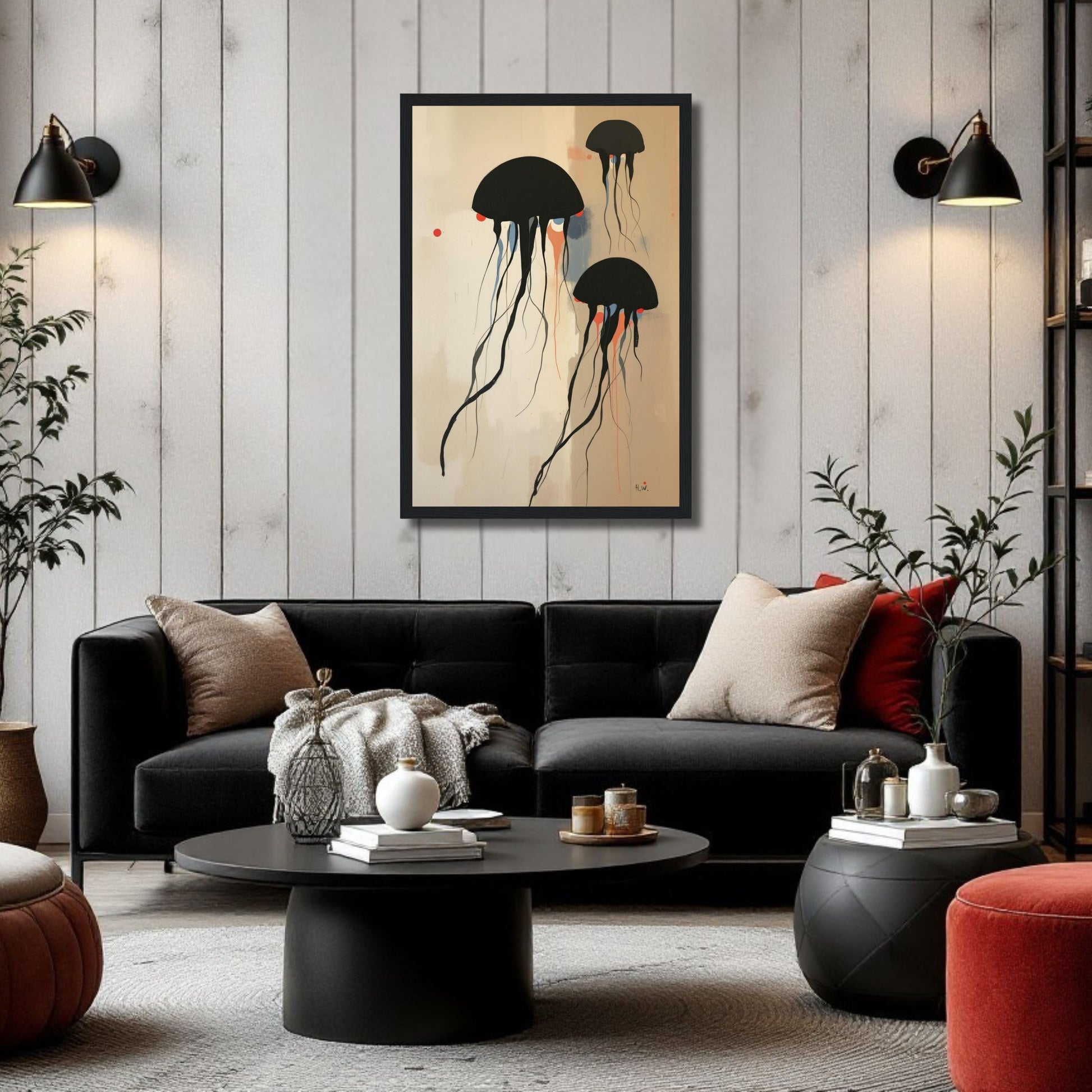Minimalist Abstract Floating Jellyfish Art Print