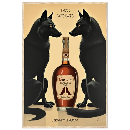 Two Wolves Italian Cocktail Bar Art Print 60x90 cm 24x36″ Museum-Quality Matte Paper Wooden Framed Poster Light Wood Frame