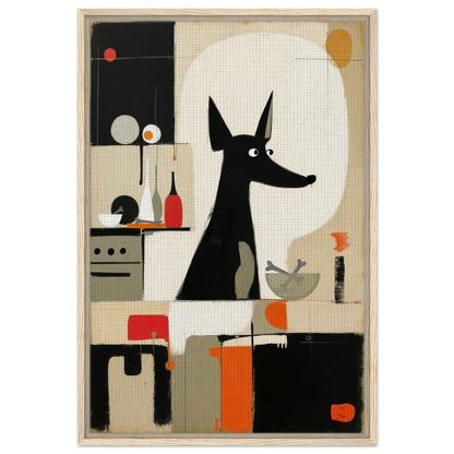 Modern Quirky Dog Lover Art Print Light Wood Frame 60x90 cm 24x36″ Framed Canvas