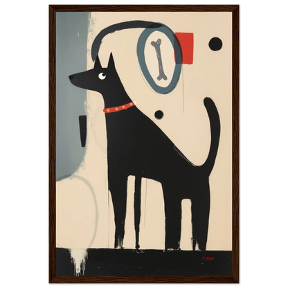 Funny Modern Dog Lover's Art Print 30x45 cm 12x18″ Premium Matte Paper Wooden Framed Poster Dark Brown Wood Frame