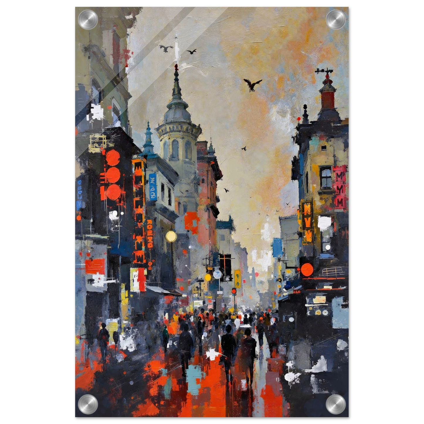 Gothic City Street Art Print - European Cityscape