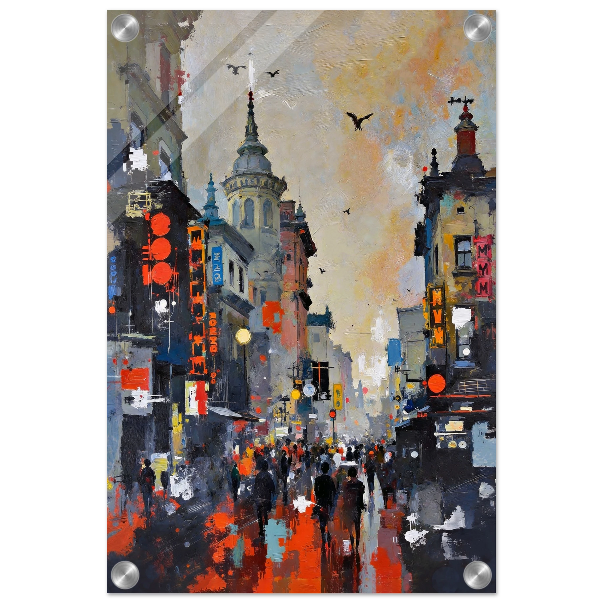 Gothic City Street Art Print - European Cityscape
