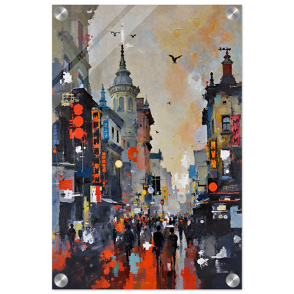 Gothic City Street Art Print - European Cityscape