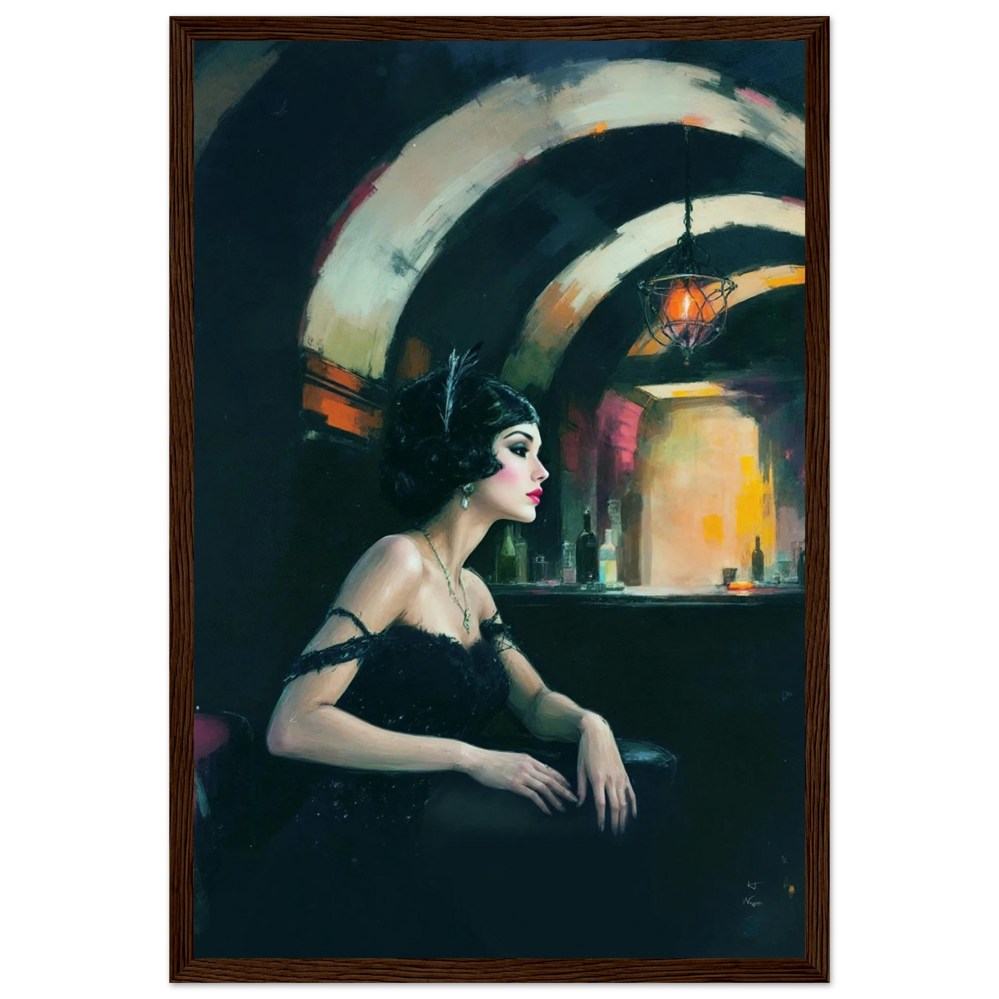 Speakeasy Flapper Gatsby Wall Art Poster Print 30x45 cm 12x18″ Museum-Quality Matte Paper Wooden Framed Poster Dark Brown Wood Frame