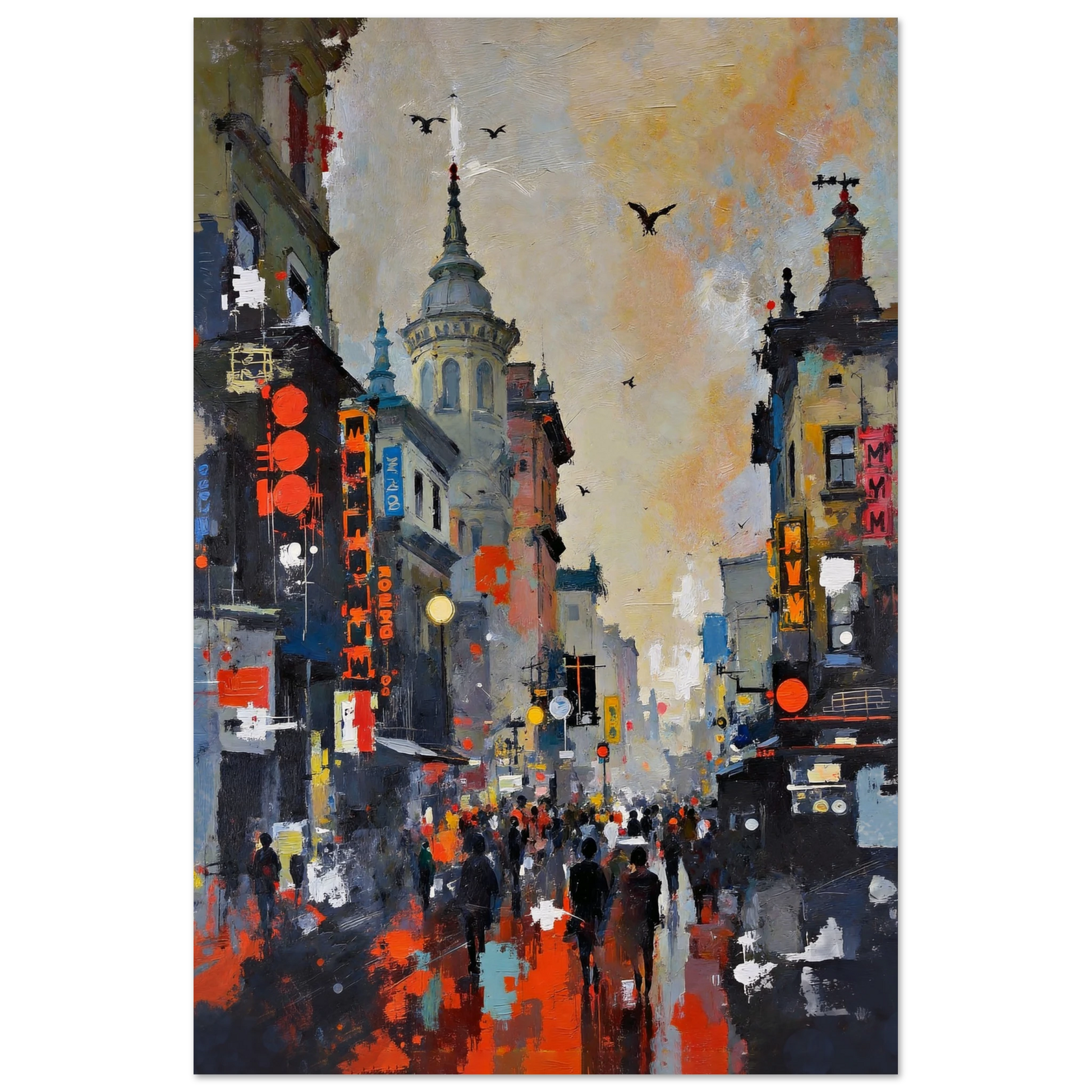 Gothic City Street Art Print - European Cityscape