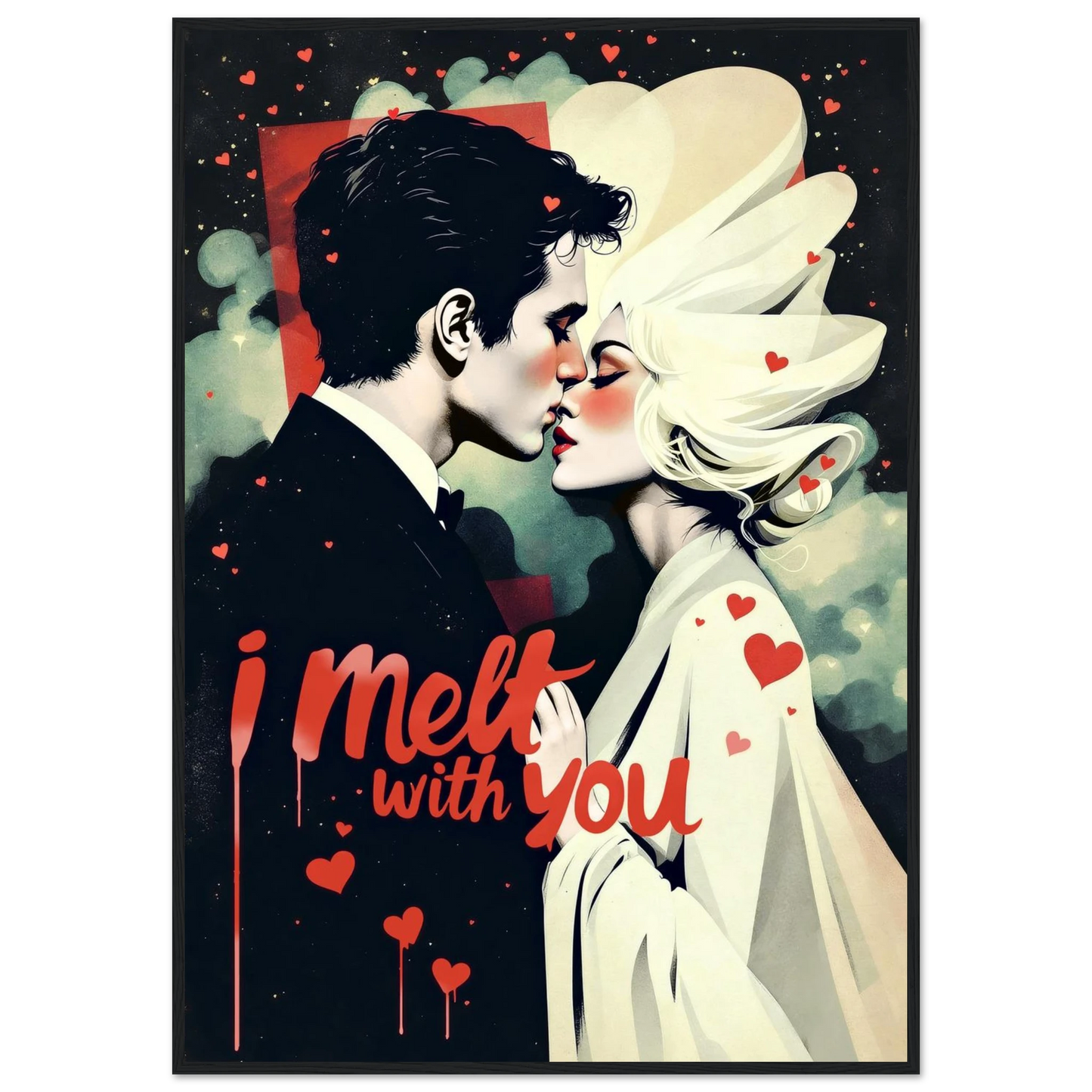 I Melt With You Avant-garde Retro Art Print 28x40″ Premium Matte Framed Poster - Black Wood