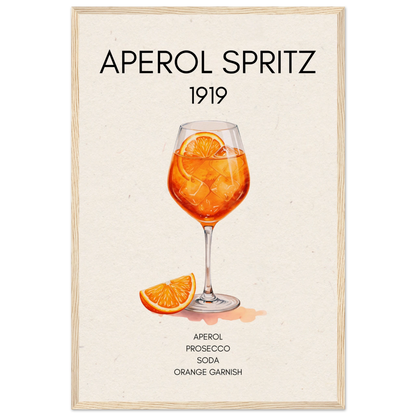 Aperol Spritz Cocktail Bar Poster Print Light Wood Frame 40x60 cm 16x24″ Museum-Quality Matte Paper Wooden Framed Poster