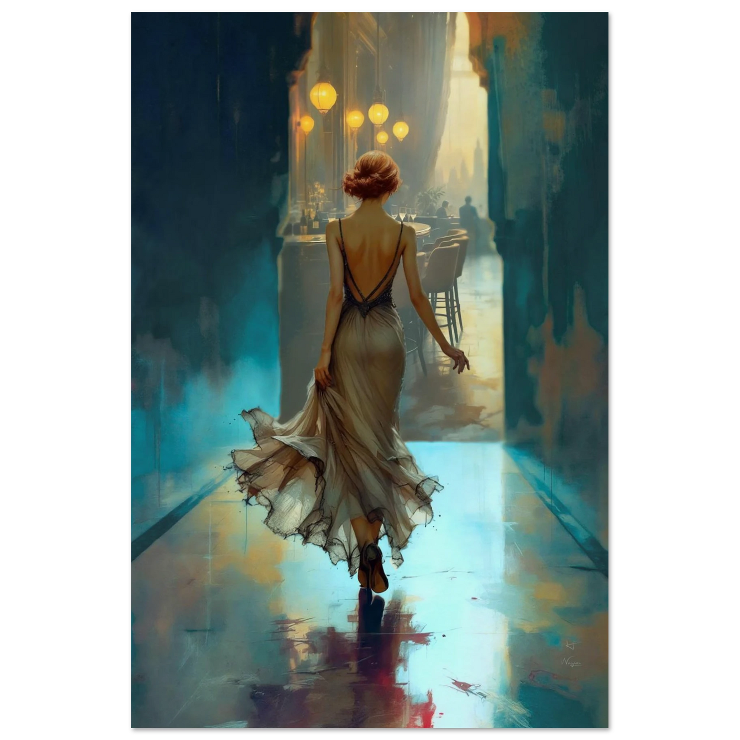 1920's Speakeasy Flapper Lounge Art Print 60x90 cm 24x36″ Museum-Quality Matte Poster No Frame