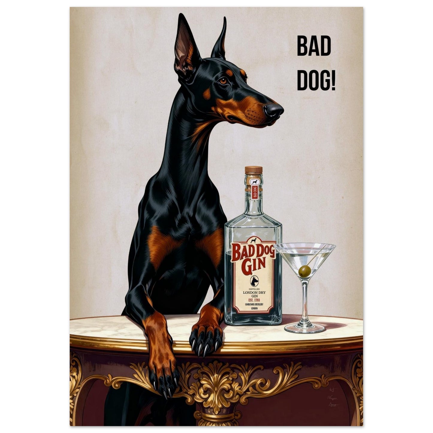 Bad Dog Gin Cocktail Bar Art Print
