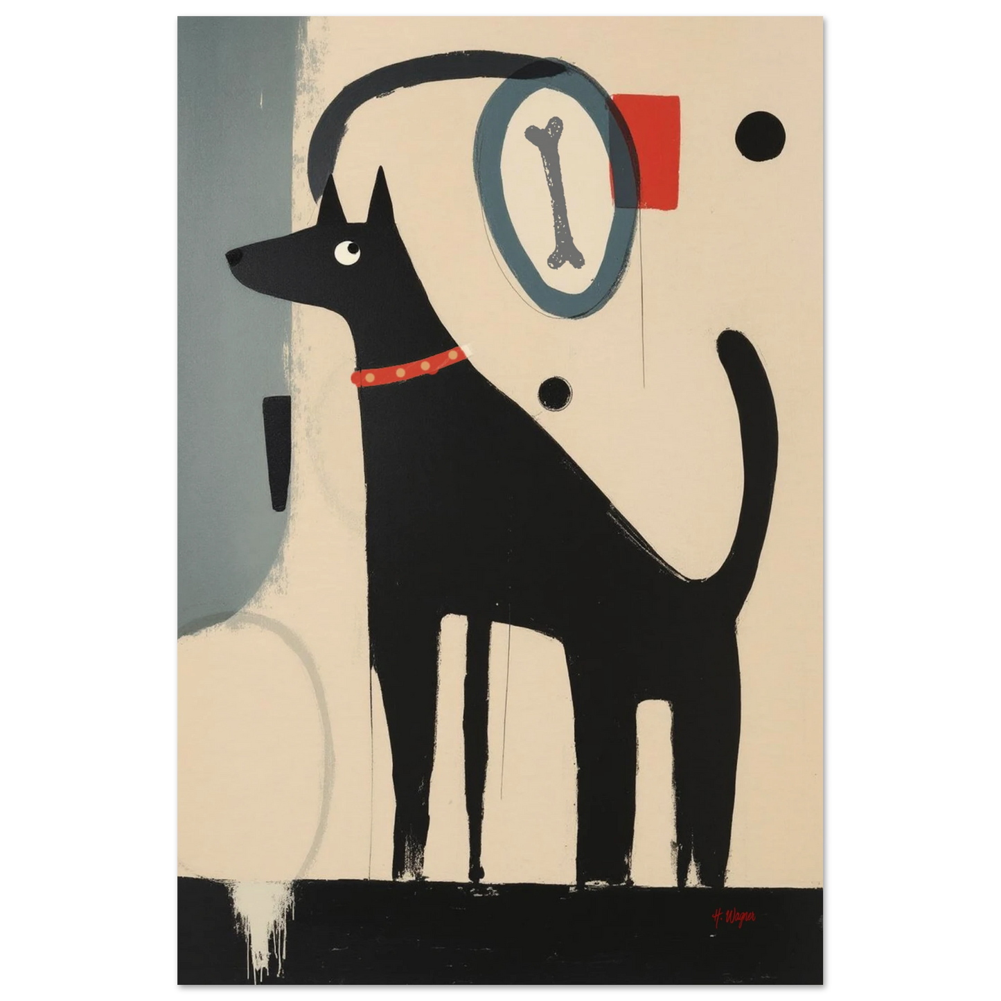 Quirky Modern Dog Art Print 40x60 cm 16x24″ Museum-Quality Matte Paper Poster No Frame