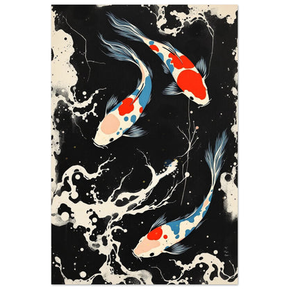 Modern Black White Koi Fish Ocean Art Print 40x60 cm 16x24″ Museum-Quality Matte Paper Poster No Frame