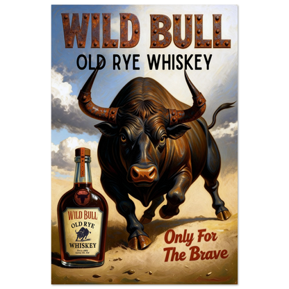 Wild Bull Old West Rye Whiskey Poster Print 40x60 cm 16x24″ Premium Matte Poster No Frame