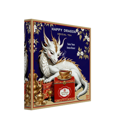 Happy Dragon Tea Art Print 20x20 cm 8x8″ Gallery Wrapped Canvas No Frame