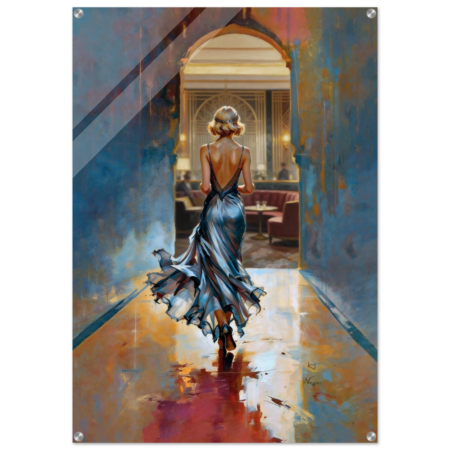 1920s Speakeasy Gatsby Flapper Art Deco Print 70x100 cm 28x40″ Sleek Acrylic Print No Frame