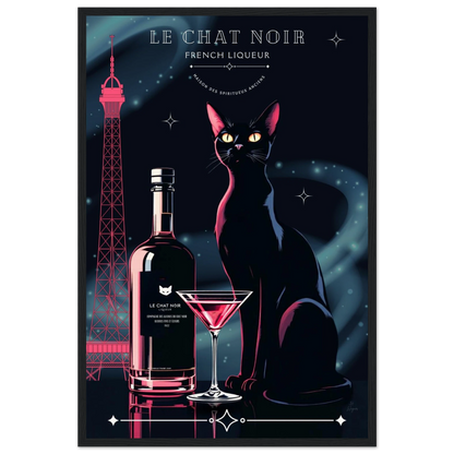 Art Deco Le Chat Noir French Black Cat Art Print 40x60 cm 16x24″ Museum-Quality Matte Paper Wooden Framed Poster Black frame