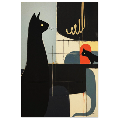 Abstract Cat & Kitten Modern Art Print No Frame 30x45 cm 12x18″ Premium Matte Paper Poster