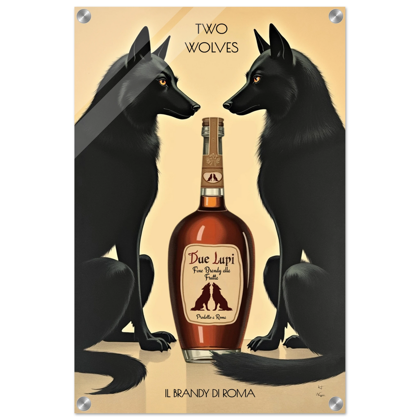 Two Wolves Italian Cocktail Bar Art Print 40x60 cm 16x24″ Sleek Acrylic Print No Frame