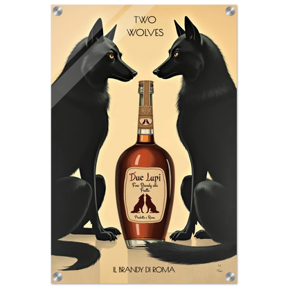 Two Wolves Italian Cocktail Bar Art Print 40x60 cm 16x24″ Sleek Acrylic Print No Frame