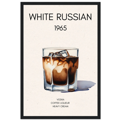 White Russian Cocktail Bar Art Print Black Wood Frame 30x45 cm 12x18″ Premium Matte Paper Wooden Framed Poster