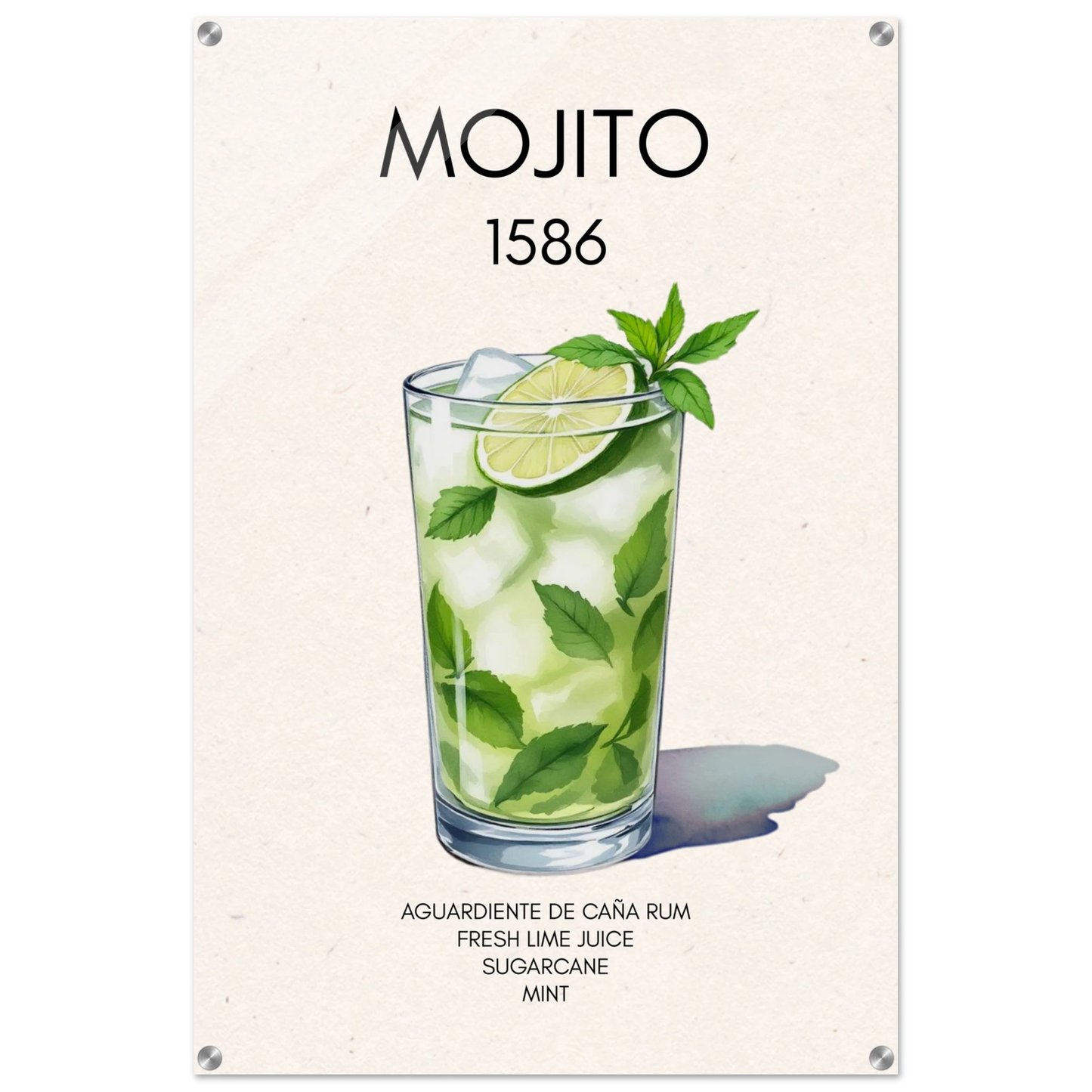Mojito Cocktail Bar Poster Print No Frame 60x90 cm 24x36″ Sleek Acrylic Print