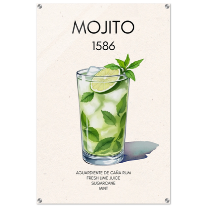 Mojito Cocktail Bar Art Print No Frame 60x90 cm 24x36″ Sleek Acrylic Print
