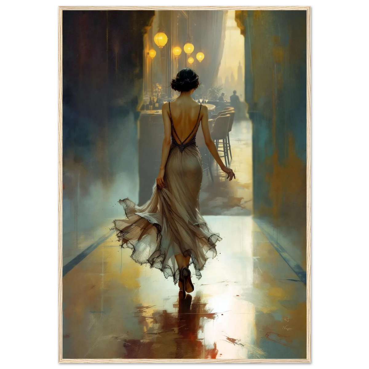 1920s Speakeasy Art Deco Flapper Print 70x100 cm 28x40″ Premium Matte Paper Wooden Framed Poster Light Wood Frame