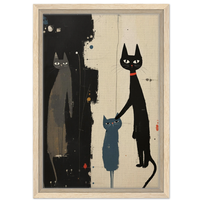 Abstract Cat Family Art Poster Print Light Wood Frame 30x45 cm 12x18″ Framed Canvas