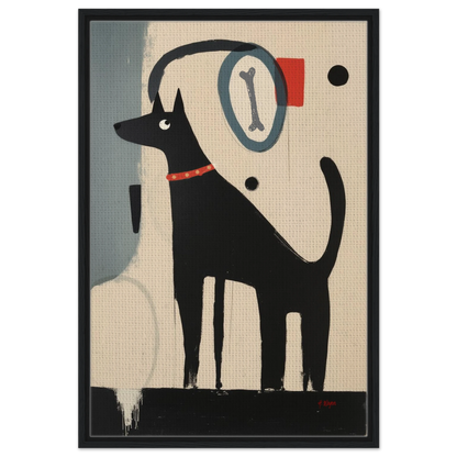 Funny Modern Dog Lover's Art Print 60x90 cm 24x36″ Framed Canvas Black Wood Frame