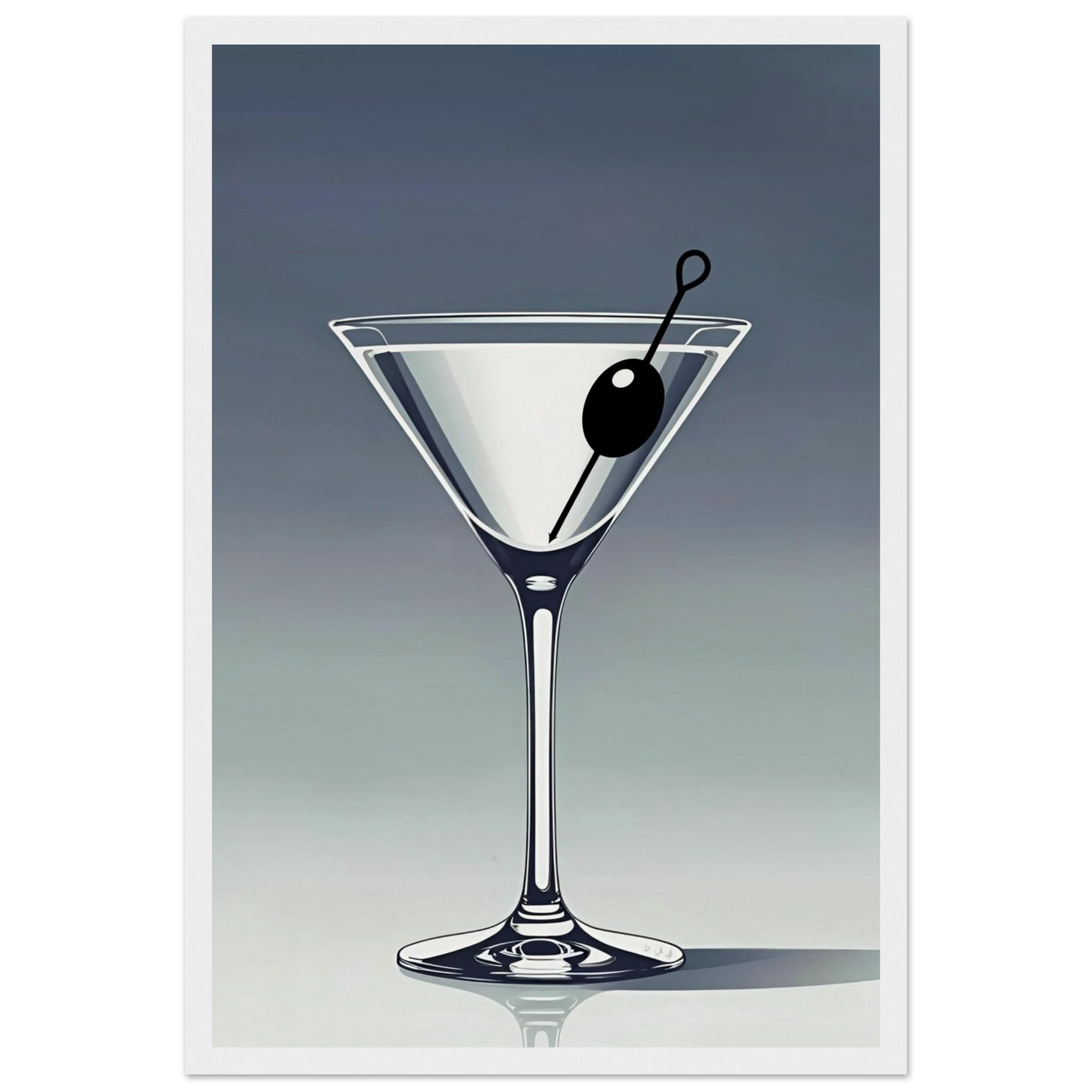 Retro Martini Cocktail Bar Art Print 30x45 cm 12x18″ Museum-Quality Matte Paper Wooden Framed Poster White Wood Frame