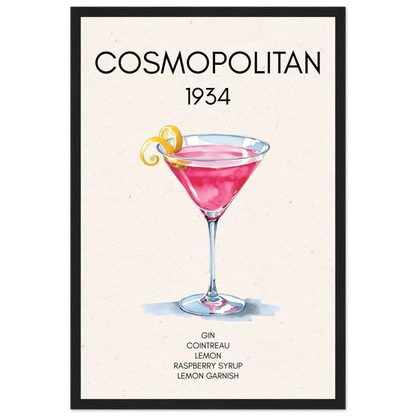 Cosmopolitan Cocktail Bar Art Print Black Wood Frame 30x45 cm 12x18″ Premium Matte Paper Wooden Framed Poster