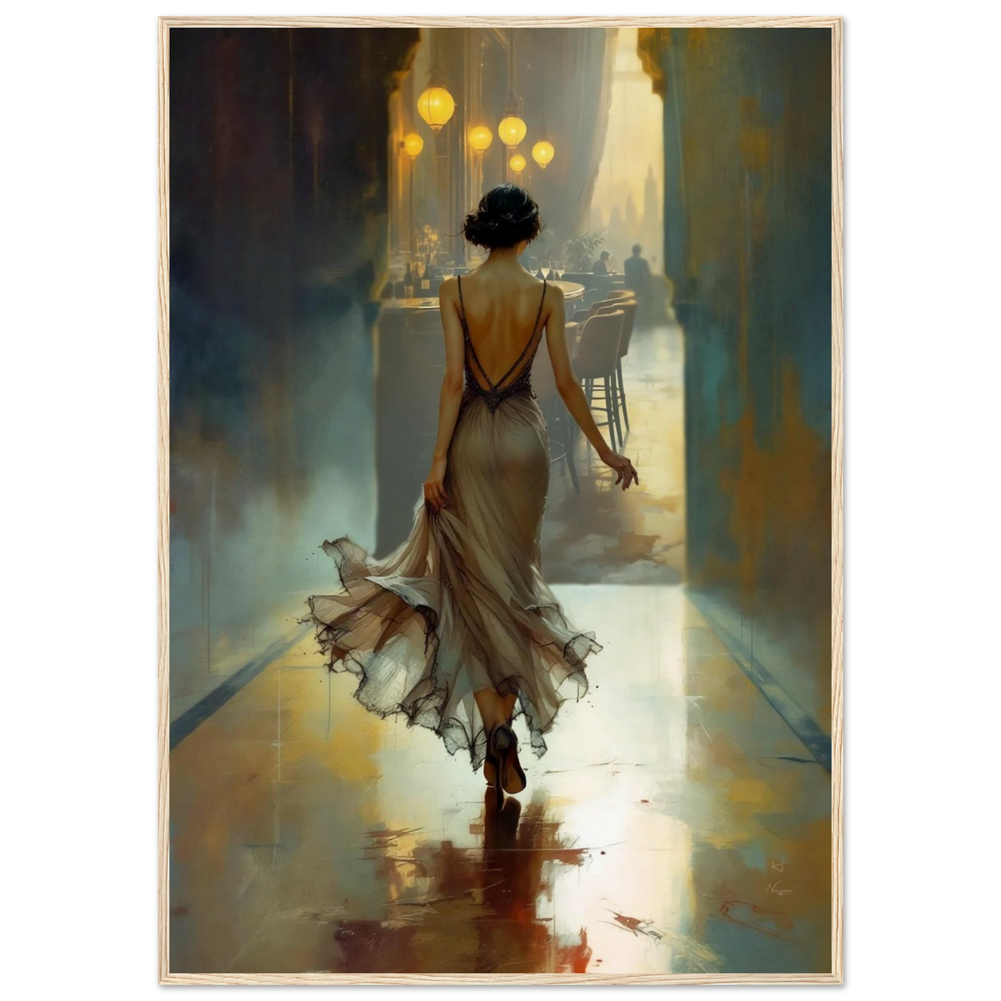 1920s Speakeasy Art Deco Print Light Wood Frame 70x100 cm 28x40″ Museum-Quality Matte Paper Wooden Framed Poster