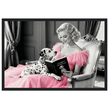 Hollywood Starlet Dalmatian Puppy Art Print 30x45 cm 12x18″ Museum-Quality Matte Framed Poster - Black Wood