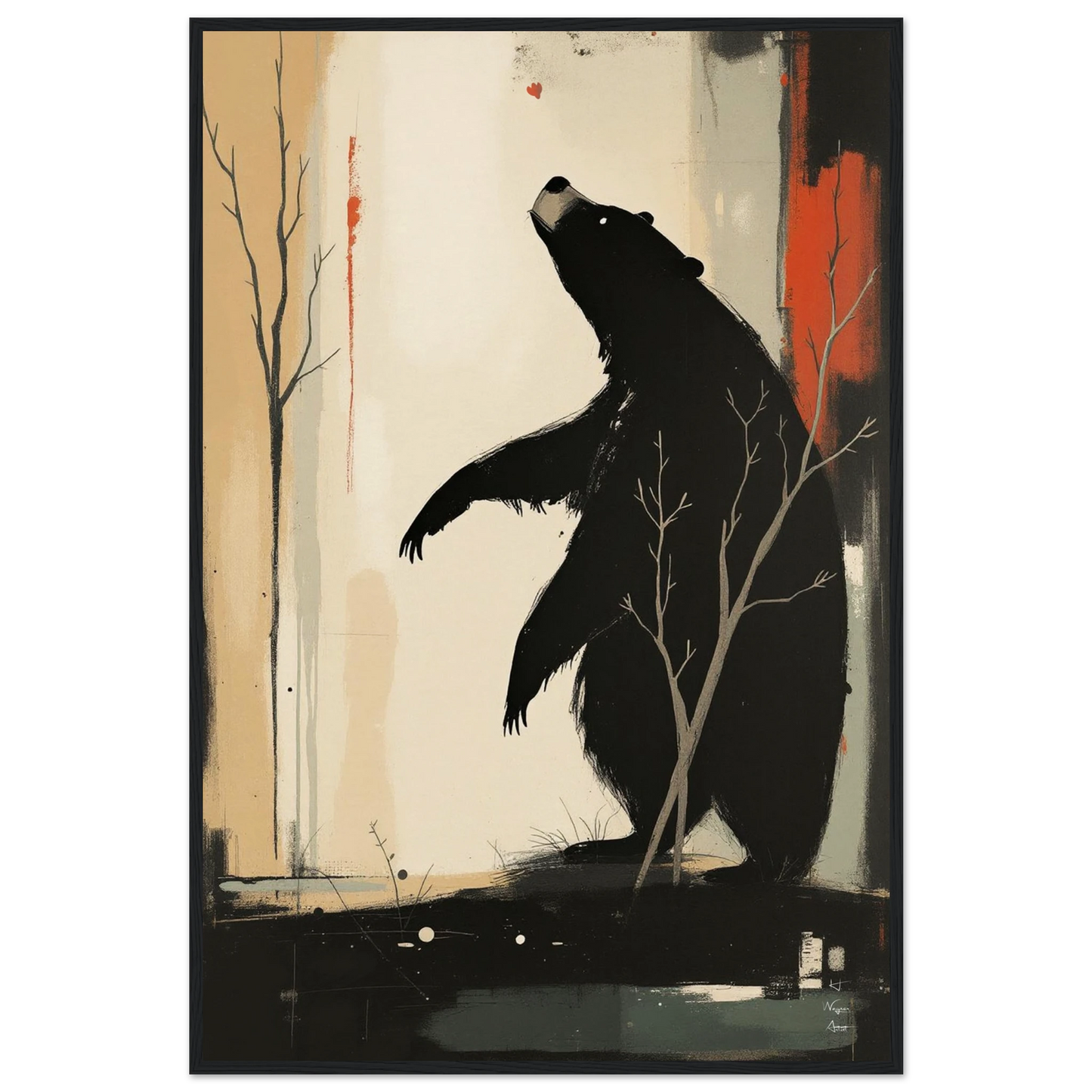 Abstract Bear Wildlife Art Print 60x90 cm 24x36″ Museum-Quality Matte Paper Wooden Framed Poster Black Wood Frame