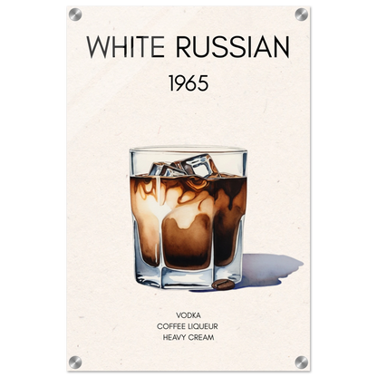 White Russian Cocktail Bar Art Print No Frame 40x60 cm 16x24″ Sleek Acrylic Print