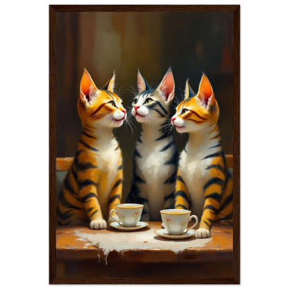 Tabby Cat Vintage Kitchen Art Print 30x45 cm 12x18″ Premium Matte Framed Poster Dark Brown Wood Frame