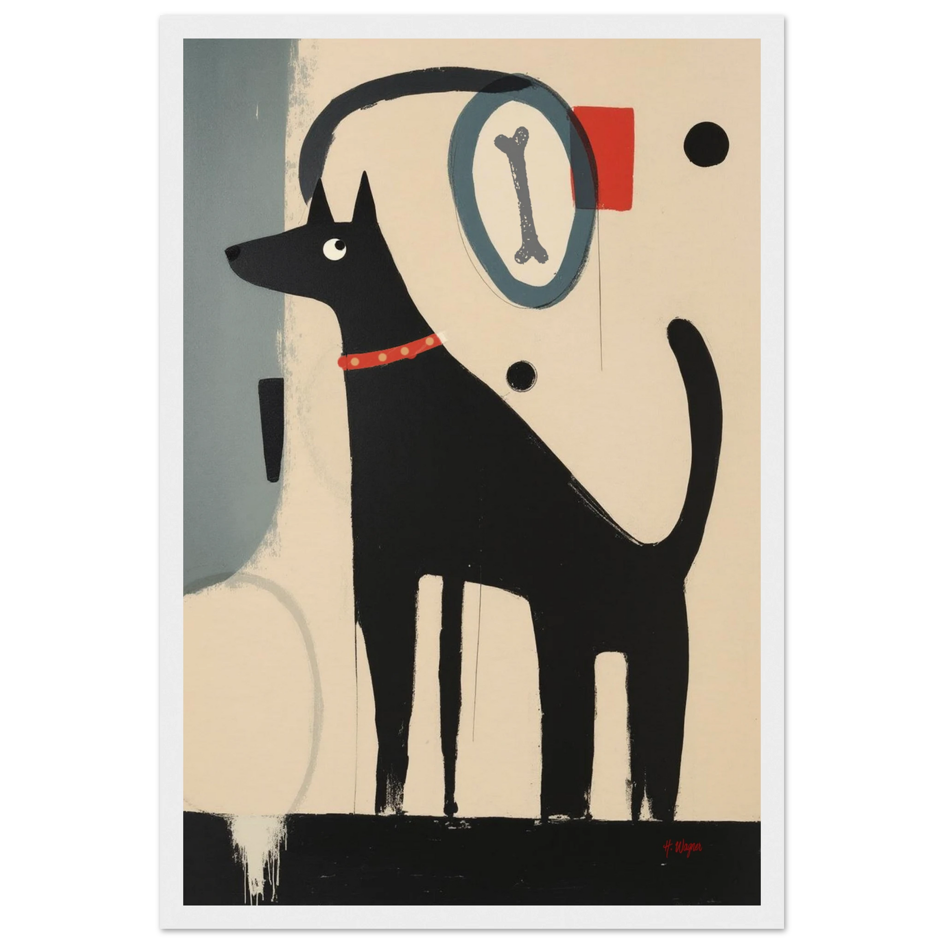 Funny Modern Dog Lover's Art Print 30x45 cm 12x18″ Museum-Quality Matte Paper Wooden Framed Poster White Wood Frame