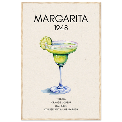 Margarita Cocktail Bar Art Print Light Wood Frame 60x90 cm 24x36″ Museum-Quality Matte Paper Wooden Framed Poster